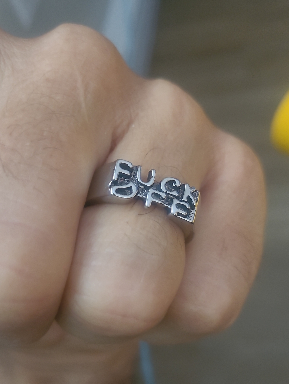 Sterling Silver Statement 'F*** S***' Men's Ring - Silver